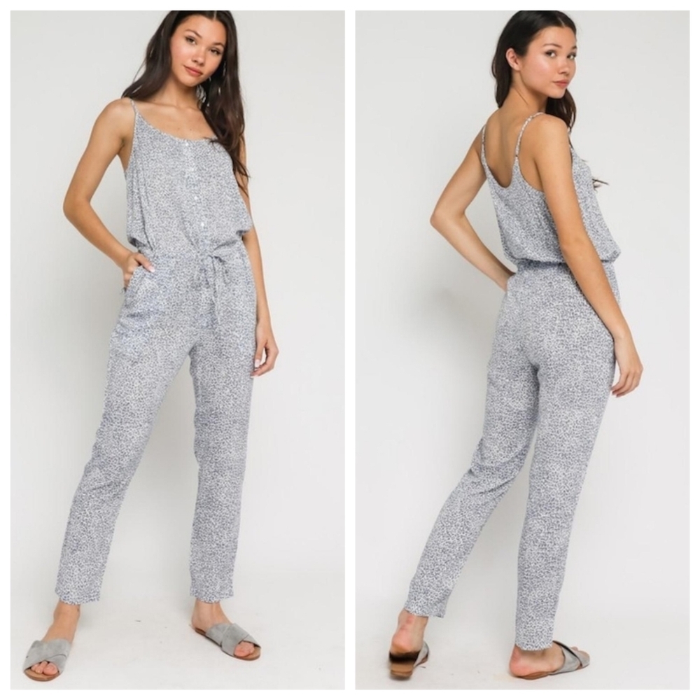 Olivaceous Leopard Print Gray Jumpsuit - image 1